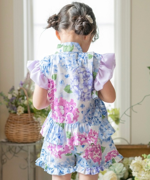 Catherine Cottage(キャサリンコテージ)の「フリル甚平(浴衣・キッズ・ライトブルー/ライトピンク/ホワイト系1/アイボリー/サックスブルー/ピンク系2/ピンク系1/ブルー系1/ブルー系2/ライラック系1/ホワイト×ブルー/ブルー × パープル・90/130/120/110/100)」の20枚目の写真