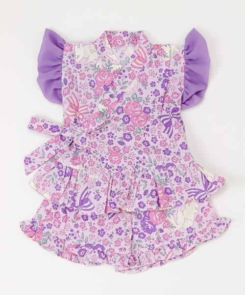 Catherine Cottage(キャサリンコテージ)の「フリル甚平(浴衣・キッズ・ライトブルー/ライトピンク/ホワイト系1/アイボリー/サックスブルー/ピンク系2/ピンク系1/ブルー系1/ブルー系2/ライラック系1/ホワイト×ブルー/ブルー × パープル・90/130/120/110/100)」の17枚目の写真