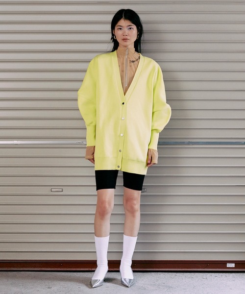 THINGS THAT MATTER(シングス ザット マター)の「FRONT SNAP BIG KNIT CARDIGAN / フロントスナップビッグニットカーディガン(カーディガン/ボレロ・レディース・アイボリー/ブラック/ミント/イエロー/ラベンダー/オレンジ・FREE)」の10枚目の写真