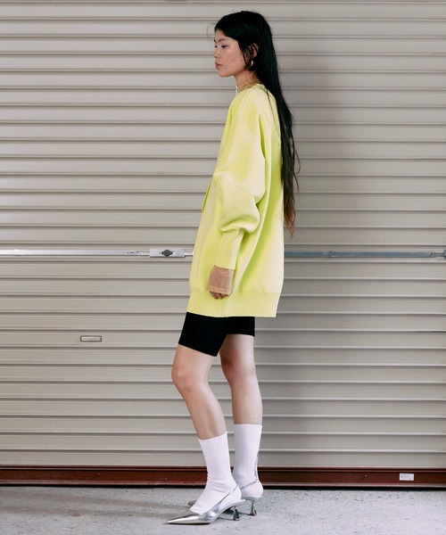 THINGS THAT MATTER(シングス ザット マター)の「FRONT SNAP BIG KNIT CARDIGAN / フロントスナップビッグニットカーディガン(カーディガン/ボレロ・レディース・アイボリー/ブラック/ミント/イエロー/ラベンダー/オレンジ・FREE)」の11枚目の写真