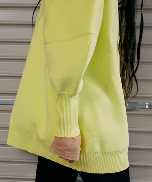 THINGS THAT MATTER(シングス ザット マター)の「FRONT SNAP BIG KNIT CARDIGAN / フロントスナップビッグニットカーディガン(カーディガン/ボレロ・レディース・アイボリー/ブラック/ミント/イエロー/ラベンダー/オレンジ・FREE)」の9枚目の写真