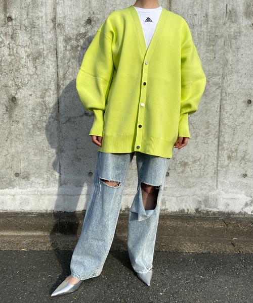 THINGS THAT MATTER(シングス ザット マター)の「FRONT SNAP BIG KNIT CARDIGAN / フロントスナップビッグニットカーディガン(カーディガン/ボレロ・レディース・アイボリー/ブラック/ミント/イエロー/ラベンダー/オレンジ・FREE)」の13枚目の写真