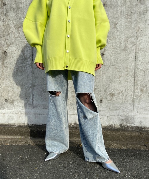 THINGS THAT MATTER(シングス ザット マター)の「FRONT SNAP BIG KNIT CARDIGAN / フロントスナップビッグニットカーディガン(カーディガン/ボレロ・レディース・アイボリー/ブラック/ミント/イエロー/ラベンダー/オレンジ・FREE)」の14枚目の写真