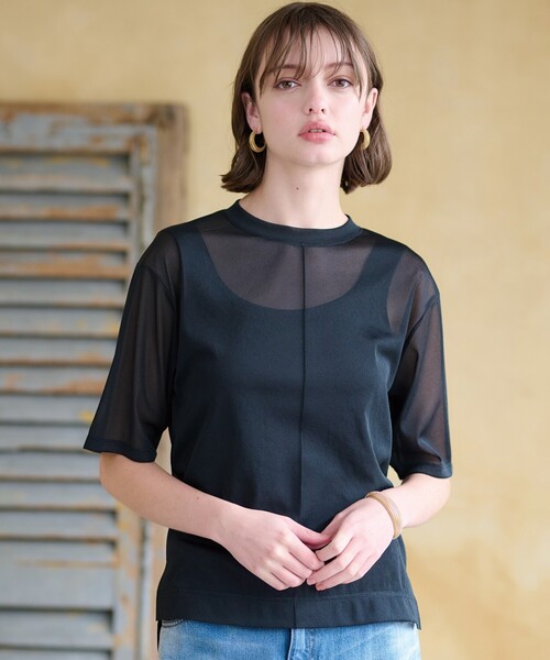 「DRESSTERIOR」 半袖カットソー 34 ブラック レディース DRESSTERIOR 「DRESSTERIOR」 半袖Tシャツ 34 ブラック