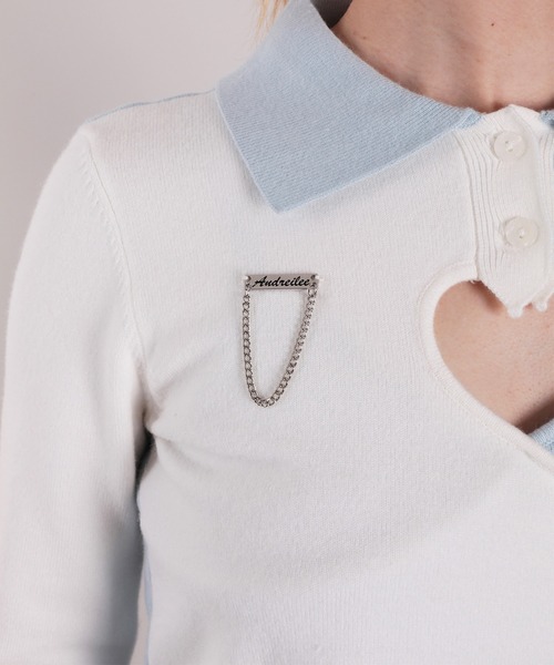 セール】【HOOK】for girls バイカラーアシンメトリーハート開きポロ