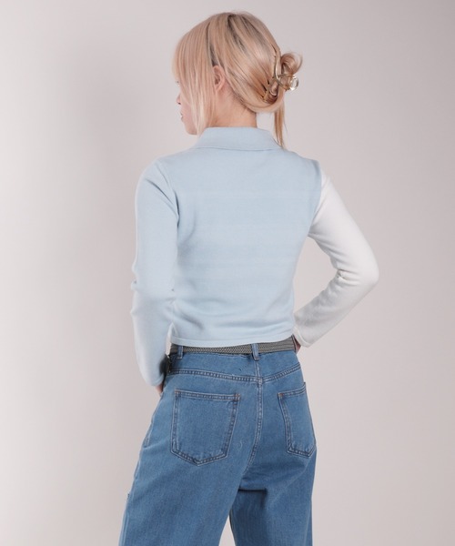 セール】【HOOK】for girls バイカラーアシンメトリーハート開きポロ