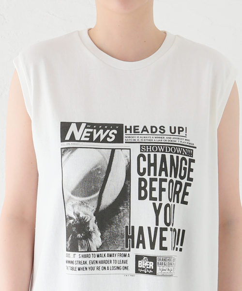 Spick & Span(スピックアンドスパン)の「ニュースプリントノースリーブワンピース(ワンピース・レディース・ホワイト・FREE)」の10枚目の写真