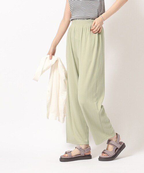 SHOO・LA・RUE（シューラルー）の「◆【レイヤードコーデに】すっきり見え ランダムテレコ リブイージー ストレートパンツ（その他パンツ・レディース・ダークグレー/ライトグレー/グリーン系/ブラック/ライトブルー・04/02/03）」の7枚目の写真