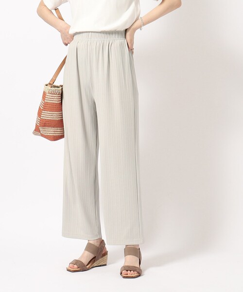 SHOO・LA・RUE（シューラルー）の「◆【レイヤードコーデに】すっきり見え ランダムテレコ リブイージー ストレートパンツ（その他パンツ・レディース・ダークグレー/ライトグレー/グリーン系/ブラック/ライトブルー・04/02/03）」の10枚目の写真