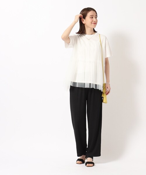 SHOO・LA・RUE（シューラルー）の「◆【レイヤードコーデに】すっきり見え ランダムテレコ リブイージー ストレートパンツ（その他パンツ・レディース・ダークグレー/ライトグレー/グリーン系/ブラック/ライトブルー・04/02/03）」の20枚目の写真