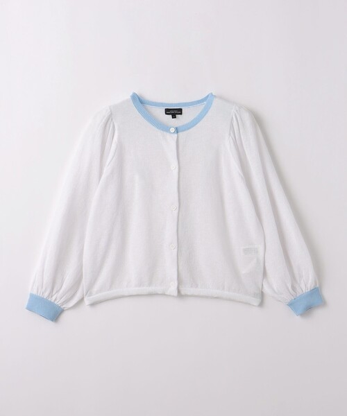 green label relaxing（グリーンレーベルリラクシング）の「シアーニット ボリュームスリーブ カーディガン 100cm-130cm（カーディガン/ボレロ・キッズ・オフホワイト/ケリー・XS110/S130）」の2枚目の写真