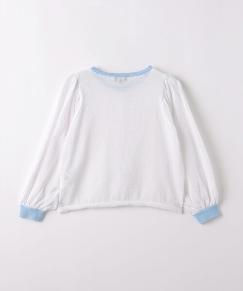 green label relaxing（グリーンレーベルリラクシング）の「シアーニット ボリュームスリーブ カーディガン 100cm-130cm（カーディガン/ボレロ・キッズ・オフホワイト/ケリー・XS110/S130）」の9枚目の写真