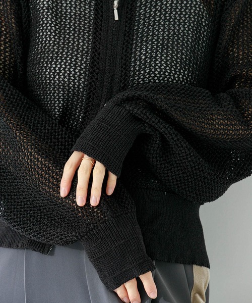 URBAN RESEARCH Sonny Label（アーバンリサーチサニーレーベル）の「ジップメッシュカーディガン（カーディガン/ボレロ・レディース・オフホワイト/ブラック/ブルー系その他・FREE）」の12枚目の写真