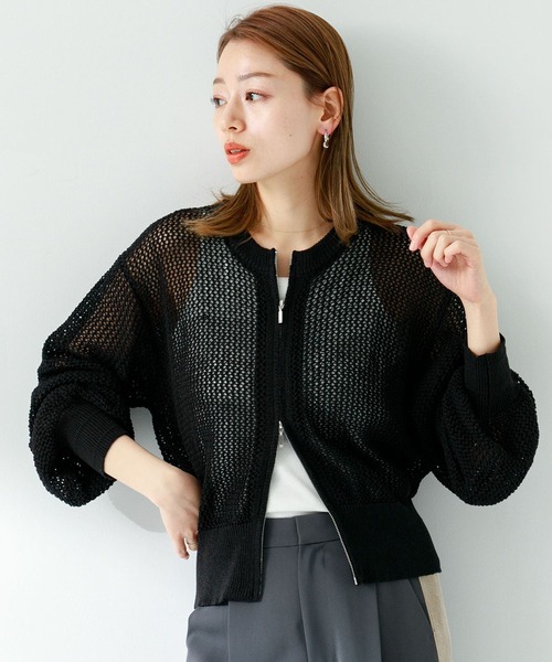 URBAN RESEARCH Sonny Label（アーバンリサーチサニーレーベル）の「ジップメッシュカーディガン（カーディガン/ボレロ・レディース・オフホワイト/ブラック/ブルー系その他・FREE）」の15枚目の写真