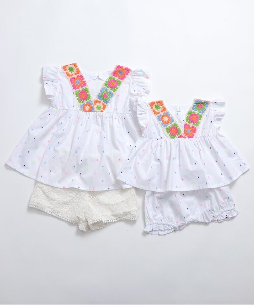 BREEZE(ブリーズ)の「【リンク】クロシェ編みチュニック(チュニック・キッズ・オフホワイト/ベージュ・100/130/120/110/90/80/140)」の7枚目の写真