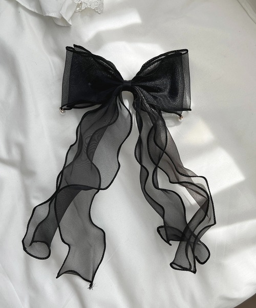 apres jour(アプレジュール)の「【apres jour×ARIAZ】オーガンジーヘアリボン(ヘアゴム・レディース・アイボリー/ブラック・FREE)」の5枚目の写真