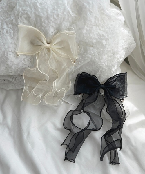 apres jour(アプレジュール)の「【apres jour×ARIAZ】オーガンジーヘアリボン(ヘアゴム・レディース・アイボリー/ブラック・FREE)」の6枚目の写真