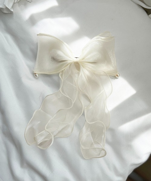 apres jour(アプレジュール)の「【apres jour×ARIAZ】オーガンジーヘアリボン(ヘアゴム・レディース・アイボリー/ブラック・FREE)」の4枚目の写真