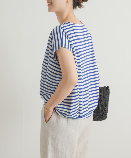 URBAN RESEARCH DOORS（アーバンリサーチドアーズ）の「『UR TECH ひやサラクール』ボーダーフロントタックプルオーバー（Tシャツ/カットソー・レディース・ホワイト系その他/ブルー系その他・MEDIUM）」の10枚目の写真