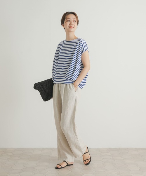 URBAN RESEARCH DOORS（アーバンリサーチドアーズ）の「『UR TECH ひやサラクール』ボーダーフロントタックプルオーバー（Tシャツ/カットソー・レディース・ホワイト系その他/ブルー系その他・MEDIUM）」の12枚目の写真