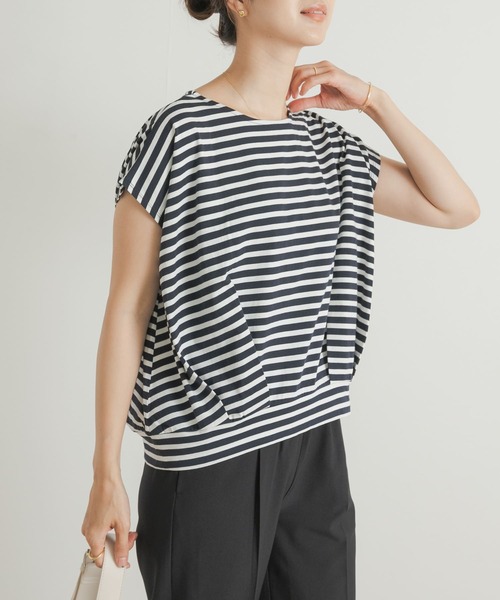 URBAN RESEARCH DOORS（アーバンリサーチドアーズ）の「『UR TECH ひやサラクール』ボーダーフロントタックプルオーバー（Tシャツ/カットソー・レディース・ホワイト系その他/ブルー系その他・MEDIUM）」の14枚目の写真