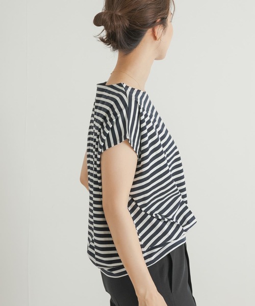 URBAN RESEARCH DOORS（アーバンリサーチドアーズ）の「『UR TECH ひやサラクール』ボーダーフロントタックプルオーバー（Tシャツ/カットソー・レディース・ホワイト系その他/ブルー系その他・MEDIUM）」の15枚目の写真