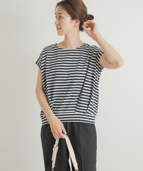 URBAN RESEARCH DOORS（アーバンリサーチドアーズ）の「『UR TECH ひやサラクール』ボーダーフロントタックプルオーバー（Tシャツ/カットソー・レディース・ホワイト系その他/ブルー系その他・MEDIUM）」の16枚目の写真