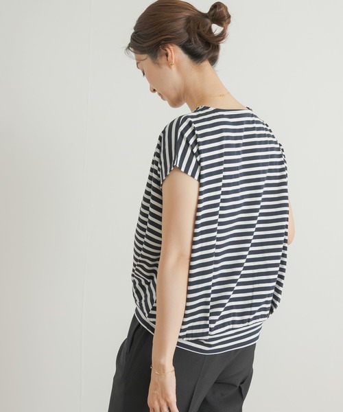 URBAN RESEARCH DOORS（アーバンリサーチドアーズ）の「『UR TECH ひやサラクール』ボーダーフロントタックプルオーバー（Tシャツ/カットソー・レディース・ホワイト系その他/ブルー系その他・MEDIUM）」の17枚目の写真