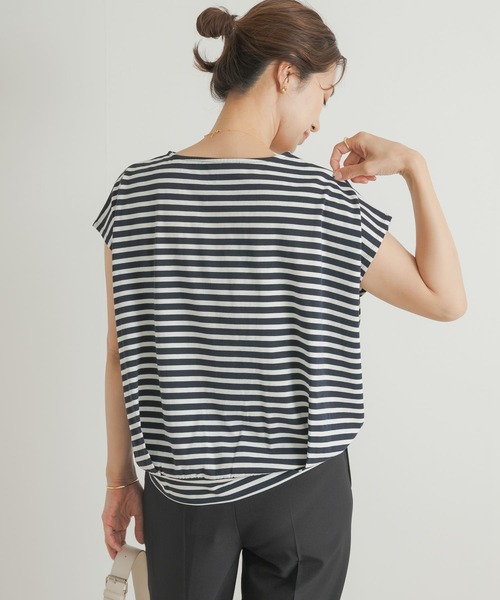 URBAN RESEARCH DOORS（アーバンリサーチドアーズ）の「『UR TECH ひやサラクール』ボーダーフロントタックプルオーバー（Tシャツ/カットソー・レディース・ホワイト系その他/ブルー系その他・MEDIUM）」の18枚目の写真
