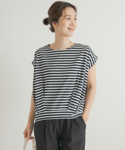 URBAN RESEARCH DOORS（アーバンリサーチドアーズ）の「『UR TECH ひやサラクール』ボーダーフロントタックプルオーバー（Tシャツ/カットソー・レディース・ホワイト系その他/ブルー系その他・MEDIUM）」の19枚目の写真