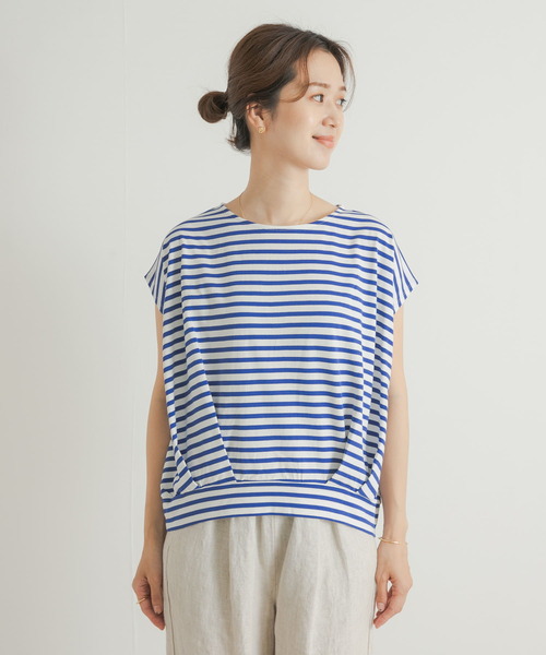 URBAN RESEARCH DOORS（アーバンリサーチドアーズ）の「『UR TECH ひやサラクール』ボーダーフロントタックプルオーバー（Tシャツ/カットソー・レディース・ホワイト系その他/ブルー系その他・MEDIUM）」の22枚目の写真