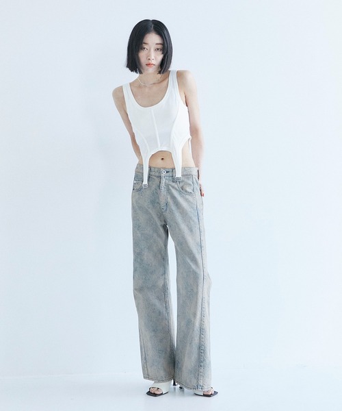 PUBLIC TOKYO(パブリックトウキョウ)の「【カップ付き・華奢見え】hazy ビスチェライクトップ(タンクトップ・レディース・ホワイト・2/1)」の2枚目の写真