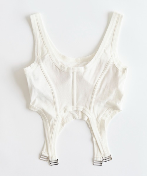 PUBLIC TOKYO(パブリックトウキョウ)の「【カップ付き・華奢見え】hazy ビスチェライクトップ(タンクトップ・レディース・ホワイト・2/1)」の13枚目の写真