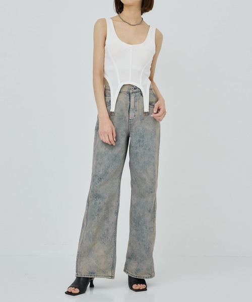 PUBLIC TOKYO(パブリックトウキョウ)の「【カップ付き・華奢見え】hazy ビスチェライクトップ(タンクトップ・レディース・ホワイト・2/1)」の22枚目の写真