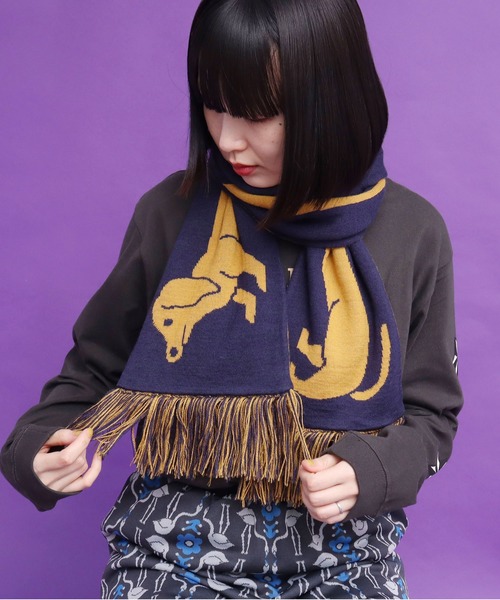 didizizi（ディディジジ）の「ダックスニットマフラー（ストール/ショール・レディース・ネイビー/ブラック・FREE）」の7枚目の写真