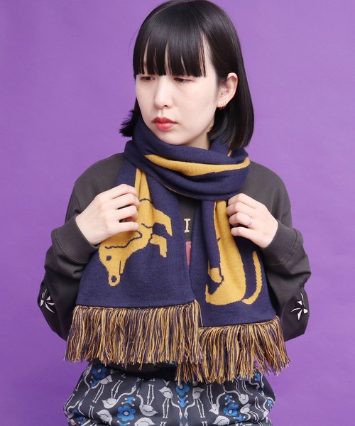didizizi（ディディジジ）の「ダックスニットマフラー（ストール/ショール・レディース・ネイビー/ブラック・FREE）」の9枚目の写真