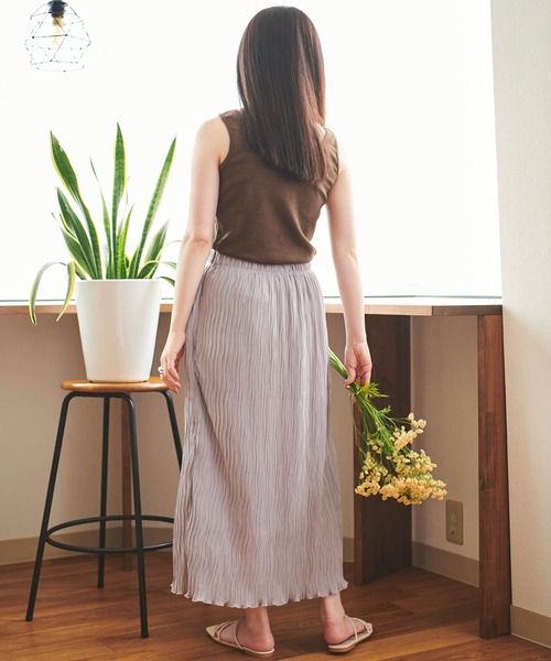 mil(ミル)の「【150㎝前後の小柄さんサイズ】シアープリーツナロースカート(スカート・レディース・ブルーグレー/キャメル・XS/S)」の7枚目の写真