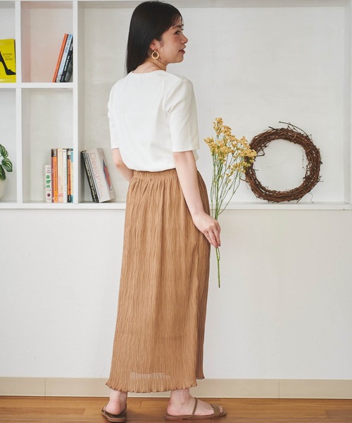 mil(ミル)の「【150㎝前後の小柄さんサイズ】シアープリーツナロースカート(スカート・レディース・ブルーグレー/キャメル・XS/S)」の14枚目の写真