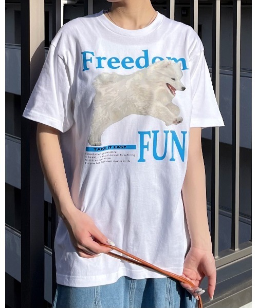 spiritoso(スピリトーゾ)の「FREEDOM FUN シートプリントTシャツ(Tシャツ/カットソー・レディース・アイボリー/ホワイト/ブラック・MEDIUM/LARGE)」の5枚目の写真