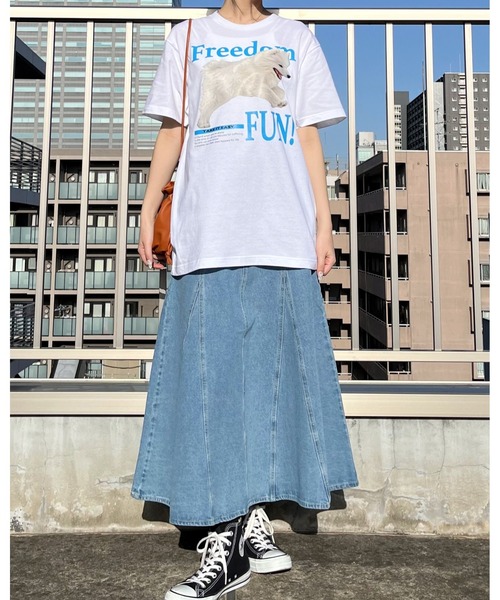 spiritoso(スピリトーゾ)の「FREEDOM FUN シートプリントTシャツ(Tシャツ/カットソー・レディース・アイボリー/ホワイト/ブラック・MEDIUM/LARGE)」の6枚目の写真