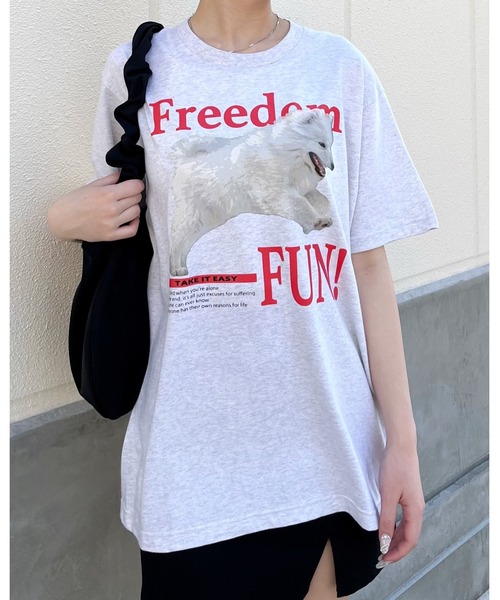 spiritoso(スピリトーゾ)の「FREEDOM FUN シートプリントTシャツ(Tシャツ/カットソー・レディース・アイボリー/ホワイト/ブラック・MEDIUM/LARGE)」の18枚目の写真