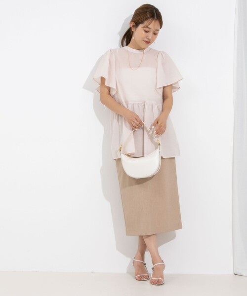 NOLLEY’S（ノーリーズ）の「ミラクルウェーブ2WAYペプラムブラウス（シャツ/ブラウス・レディース・ベビーピンク/ブルー系その他7/グレー系その他/キャメル/ネイビー・38）」の18枚目の写真