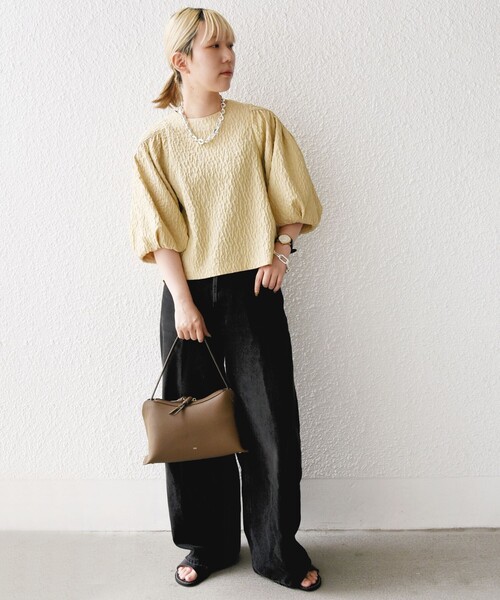 SHIPSシップス★フクレ ジャカード 異素材 コンビ ブラウス SHIPS（シップス）の「〈手洗い可能〉フクレ ジャカード ブラウス