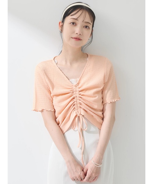 earth music&ecology(アースミュージックアンドエコロジー)の「ポコポコギャザードロストプルオーバー(Tシャツ/カットソー・レディース・アイボリー/ブラック/グレイッシュブルー/コーラル/ライム・FREE)」の21枚目の写真