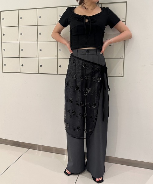 solleim(ソルレム)の「レイヤードレーススカート(スカート・レディース・オフホワイト/ブラック・M)」の6枚目の写真