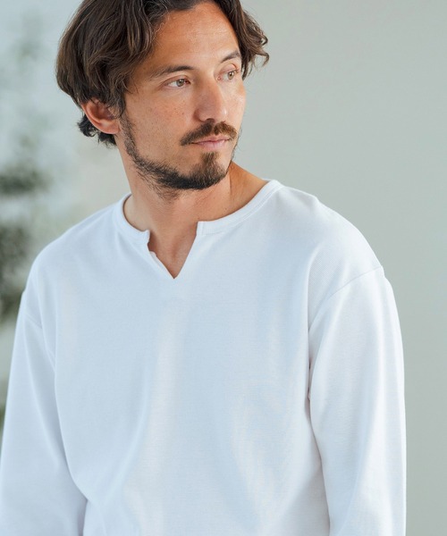 Magine（マージン）の「mlt4786-Span Fraise Long Sleeve Cut Sew ロンT（Tシャツ/カットソー・メンズ・ホワイト/チャコール/ブラック・44/46/48）」の2枚目の写真