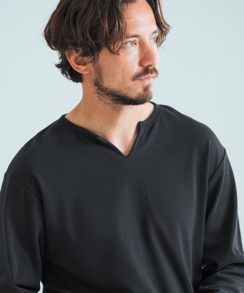 Magine（マージン）の「mlt4786-Span Fraise Long Sleeve Cut Sew ロンT（Tシャツ/カットソー・メンズ・ホワイト/チャコール/ブラック・44/46/48）」の4枚目の写真