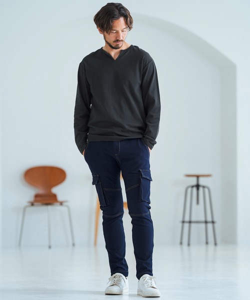 Magine（マージン）の「mlt4786-Span Fraise Long Sleeve Cut Sew ロンT（Tシャツ/カットソー・メンズ・ホワイト/チャコール/ブラック・44/46/48）」の6枚目の写真