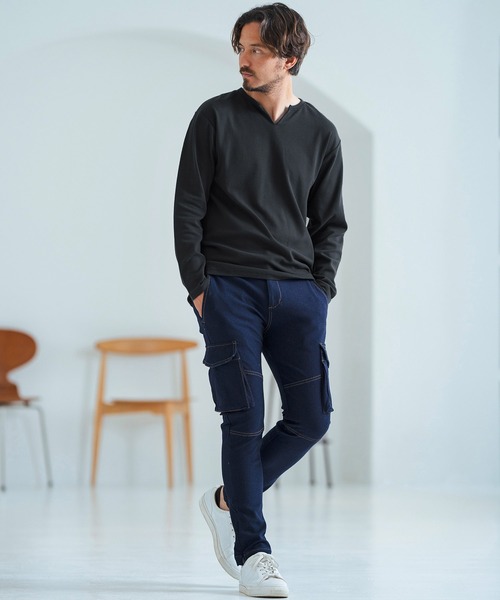 Magine（マージン）の「mlt4786-Span Fraise Long Sleeve Cut Sew ロンT（Tシャツ/カットソー・メンズ・ホワイト/チャコール/ブラック・44/46/48）」の7枚目の写真