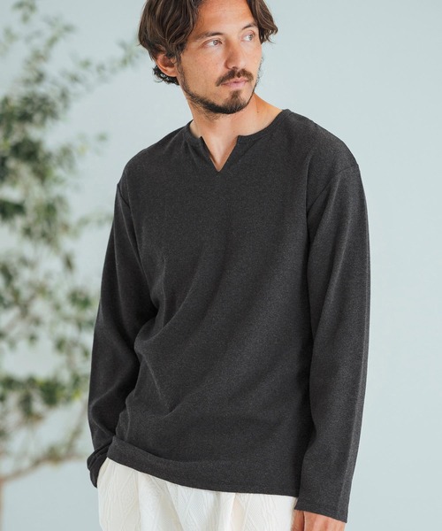 Magine（マージン）の「mlt4786-Span Fraise Long Sleeve Cut Sew ロンT（Tシャツ/カットソー・メンズ・ホワイト/チャコール/ブラック・44/46/48）」の9枚目の写真